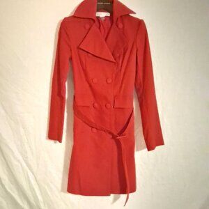 Stella Mccartney Red Cotton Linen Trench Coat Sz 36 / 0